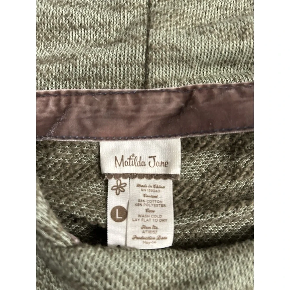 Matilda Jane Secret Fields Lowland Marsh Olive Hooded Jacket L